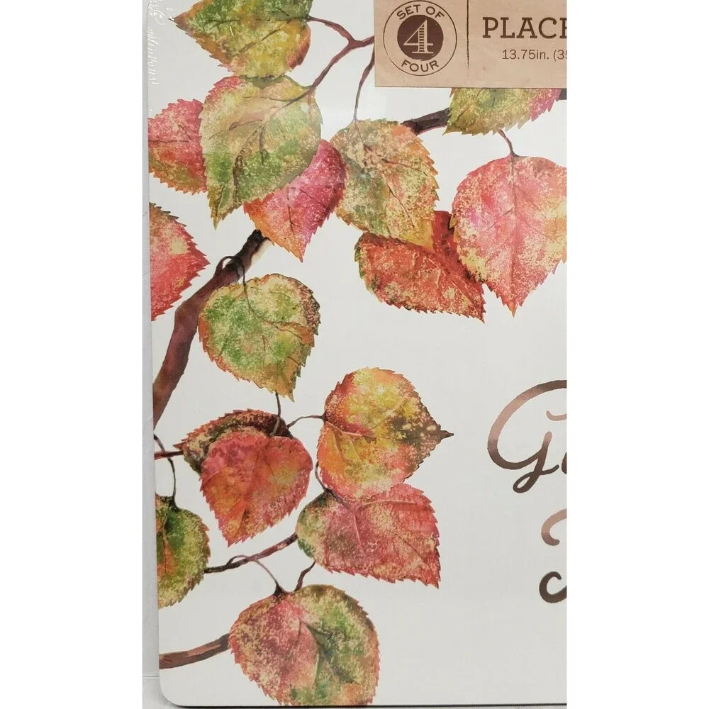 SET OF 4 HARD SQUARE PLACEMATS WITH CORK BACK,14